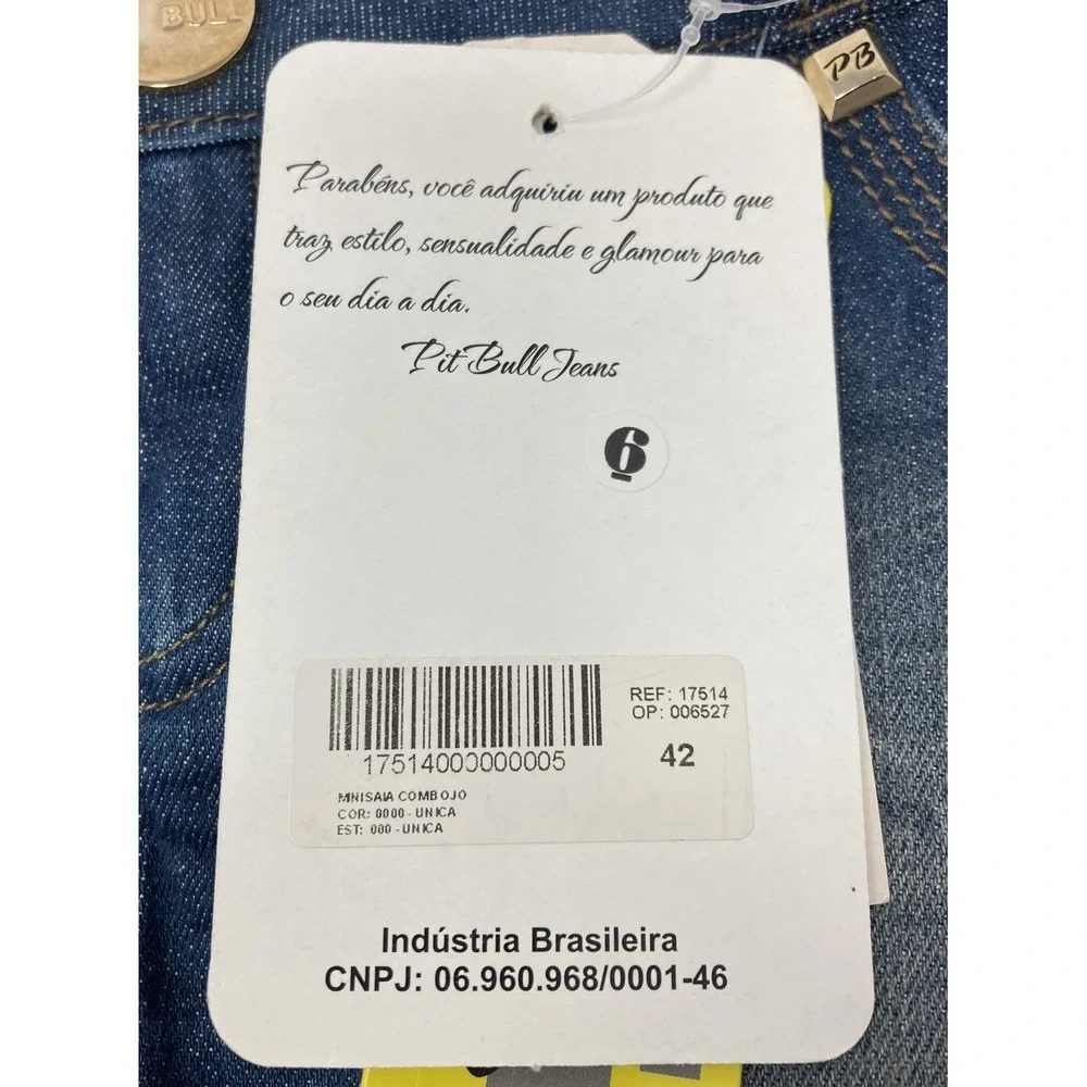 Pit Bull Denim Jean Skirt Embroidered Butt Lift Pads‎ Women's Brazil 42 US 7/8